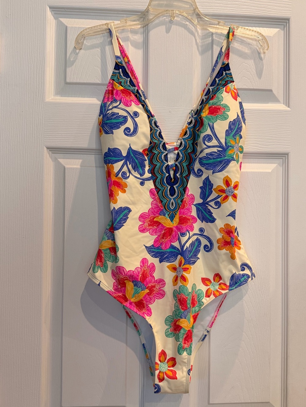 NWT cupshe boho floral plunging slim & sculpt one piece swimsuit size XL